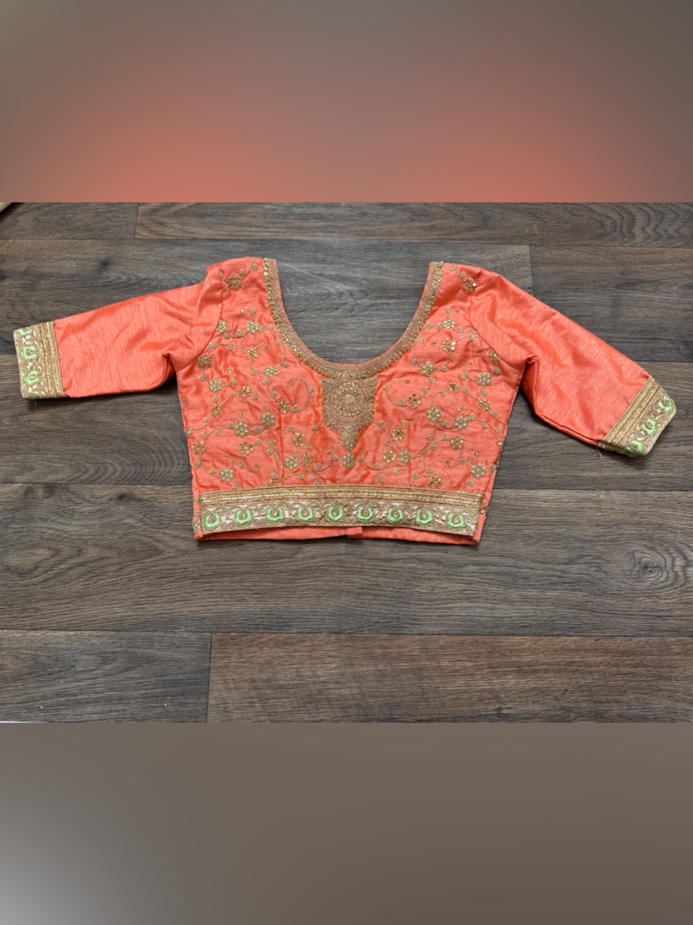 Sari Saree Indian blouse choli crop top beaded 3/4 sleeve embroidered Bollywood